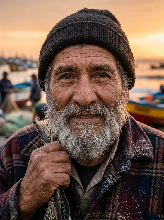 Retrato de un pescador con gorro, hecho con Nano Banana 2